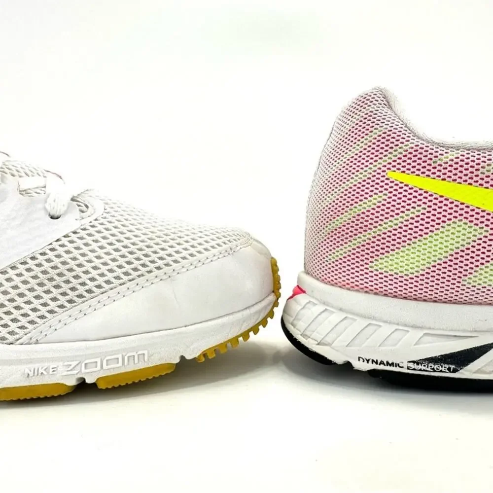 Nike Zoom Fly Dynamic Support Women Running Sneakers Size 10 White Pink Yellow